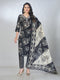 Amchoor Black Cotton Floral Kurta Sets For Womens