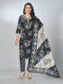 Amchoor Black Cotton Floral Kurta Sets For Womens