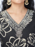 Amchoor Black Cotton Floral Kurta Sets For Womens