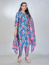 Amchoor Blue Cotton Abstract Kurta Sets For Womens