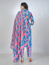 Amchoor Blue Cotton Abstract Kurta Sets For Womens