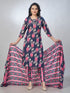 Amchoor Navy Cotton Abstract Kurta Sets For Womens