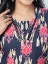 Amchoor Navy Cotton Abstract Kurta Sets For Womens