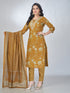 Amchoor Mustard Cotton Floral Kurta Sets For Womens