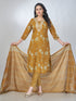 Amchoor Mustard Cotton Floral Kurta Sets For Womens