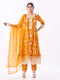 Amchoor Mustard Polyester Embroidered Kurti Set for Womens
