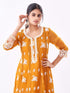 Amchoor Mustard Polyester Embroidered Kurti Set for Womens