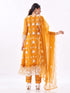 Amchoor Mustard Polyester Embroidered Kurti Set for Womens