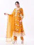 Amchoor Mustard Polyester Embroidered Kurti Set for Womens