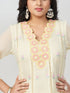 Amchoor Cream Polyester Embroidered Kurti Set for Womens
