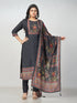 Amchoor Black Dola Silk Digital Prints Kurti Set for Womens
