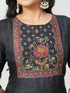 Amchoor Black Dola Silk Digital Prints Kurti Set for Womens