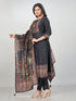 Amchoor Black Dola Silk Digital Prints Kurti Set for Womens