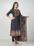 Amchoor Black Dola Silk Digital Prints Kurti Set for Womens