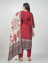 Amchoor Maroon Dola Silk Digital Prints Kurti Set for Womens