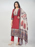 Amchoor Maroon Dola Silk Digital Prints Kurti Set for Womens