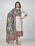Amchoor Grey Dola Silk Digital Prints Kurti Set for Womens