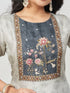 Amchoor Grey Dola Silk Digital Prints Kurti Set for Womens