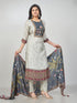 Amchoor Grey Dola Silk Digital Prints Kurti Set for Womens