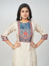 Amchoor Cream Dola Silk Digital Prints Kurti Set for Womens