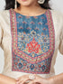 Amchoor Cream Dola Silk Digital Prints Kurti Set for Womens