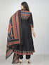 Amchoor Black Cotton Solid Kurti Set for Womens