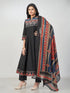 Amchoor Black Cotton Solid Kurti Set for Womens