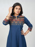 Amchoor Blue Cotton Solid Kurti Set for Womens