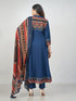 Amchoor Blue Cotton Solid Kurti Set for Womens