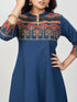 Amchoor Blue Cotton Solid Kurti Set for Womens