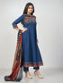 Amchoor Blue Cotton Solid Kurti Set for Womens