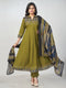 Amchoor Dark Green Cotton Solid Kurti Set for Womens