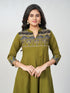 Amchoor Dark Green Cotton Solid Kurti Set for Womens