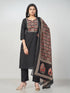 Amchoor Black Cotton Solid Kurti Set for Womens