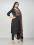 Amchoor Black Cotton Solid Kurti Set for Womens