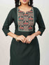 Amchoor Green Cotton Solid Kurti Set for Womens
