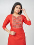 Amchoor Red Cotton Solid Kurti Set for Womens