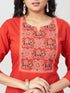 Amchoor Red Cotton Solid Kurti Set for Womens