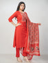 Amchoor Red Cotton Solid Kurti Set for Womens
