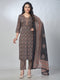 Amchoor Black Cotton Floral Kurta Sets For Womens