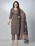 Amchoor Black Cotton Floral Kurta Sets For Womens
