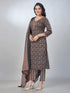 Amchoor Black Cotton Floral Kurta Sets For Womens