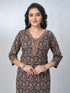 Amchoor Black Cotton Floral Kurta Sets For Womens