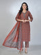 Amchoor Maroon Cotton Floral Kurta Sets For Womens