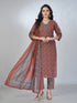 Amchoor Maroon Cotton Floral Kurta Sets For Womens