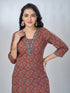 Amchoor Maroon Cotton Floral Kurta Sets For Womens