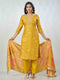 Amchoor Mustard Russian Silk Solid Kurta Sets For Womens