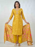 Amchoor Mustard Russian Silk Solid Kurta Sets For Womens