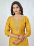 Amchoor Mustard Russian Silk Solid Kurta Sets For Womens
