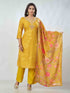 Amchoor Mustard Russian Silk Solid Kurta Sets For Womens